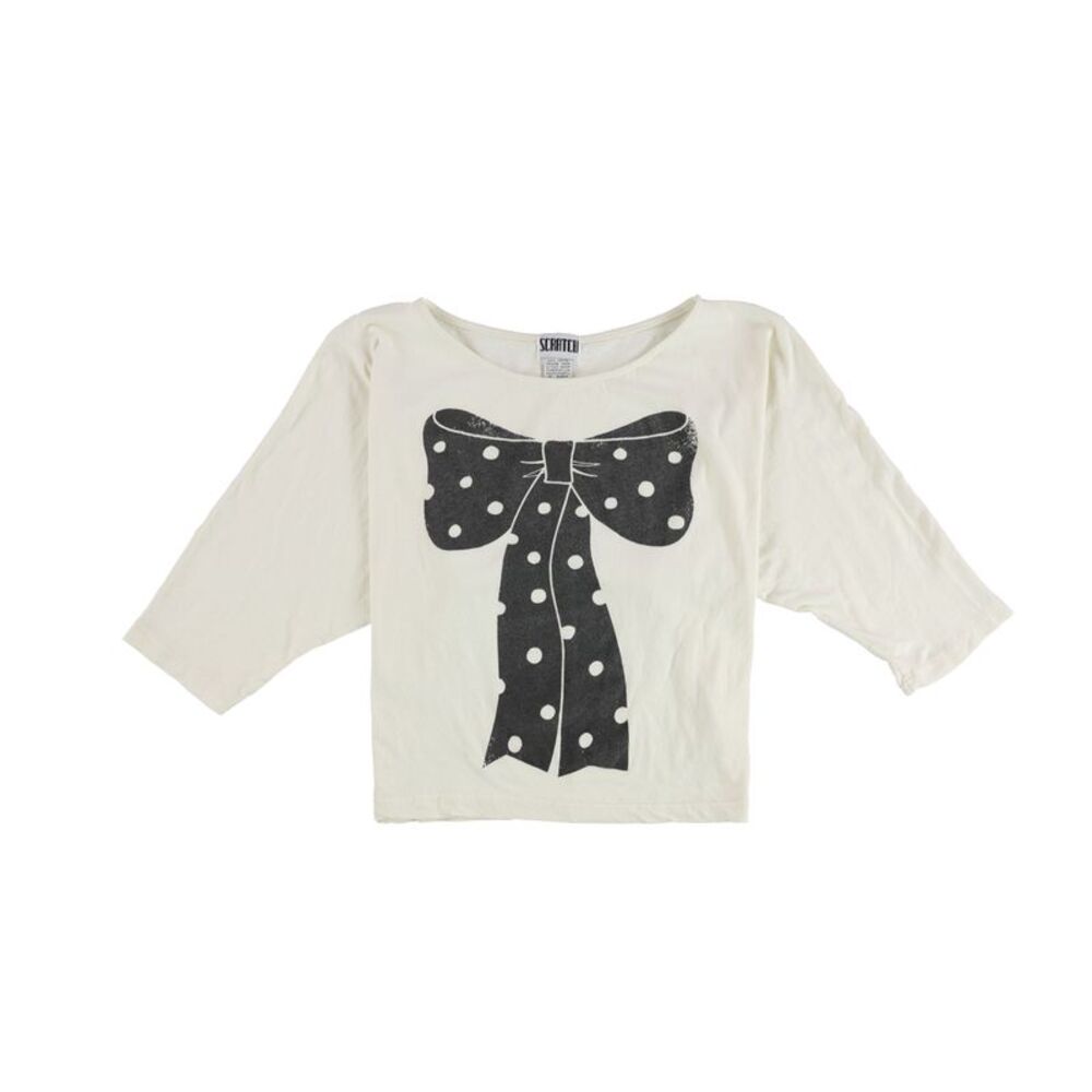 Scratch Womens Dotted Bow Print Graphic T-Shirt, NWT
